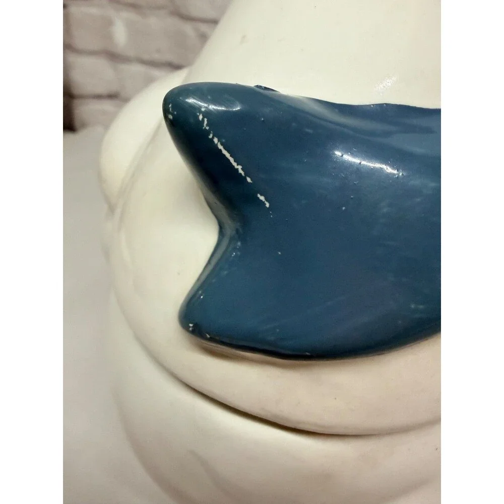 Vtg 80s Country Goose Blue Bow Ceramic Cookie Jar Cottage Core Grandma